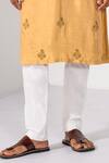 Kalpana Naik_Mustard Bemberg, Silk, Cotton Embroidery Golden Butta Hand Kurta And Pant Set _Online_at_Aza_Fashions