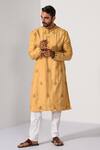 Buy_Kalpana Naik_Mustard Bemberg, Silk, Cotton Embroidery Golden Butta Hand Kurta And Pant Set _Online_at_Aza_Fashions