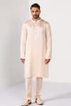 Kalpana Naik_Blush Linen, Satin, Bemberg, Silk Imperial Zardozi Sherwani Kurta Set _Online_at_Aza_Fashions