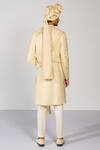 Shop_Kalpana Naik_Cream Bemberg, Silk Embroidery, Zari Regal Pearl Zardozi Sherwani Set _at_Aza_Fashions