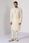 Kalpana Naik_Ivory Silk Embroidery, Zari Royal Zardozi Sherwani Set _Online_at_Aza_Fashions