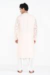 Shop_Kalpana Naik_Cream Bemberg, Silk Embroidery, Mirrors Blush Pink Hand Kurta Set _at_Aza_Fashions