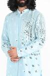 Shop_Kalpana Naik_Sky Blue Bemberg, Silk Mirrors, Embroidery Powder Kurta Set _Online_at_Aza_Fashions