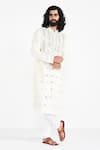 Buy_Kalpana Naik_Ivory Bemberg, Silk, Cotton Embroidery, Mirrors Kurta And Pant Set _at_Aza_Fashions