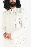 Shop_Kalpana Naik_Ivory Bemberg, Silk, Cotton Embroidery, Mirrors Kurta And Pant Set _Online_at_Aza_Fashions