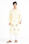 Buy_Kalpana Naik_Yellow Bemberg, Silk Embroidery Lemon Hand Kurta And Salwar Set _at_Aza_Fashions
