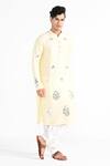 Kalpana Naik_Yellow Bemberg, Silk Embroidery Lemon Hand Kurta And Salwar Set _Online_at_Aza_Fashions