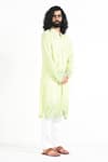 Kalpana Naik_Lime Bemberg, Silk, Cotton Mirrors Green Embroidered Kurta And Pant Pajama Set _Online_at_Aza_Fashions