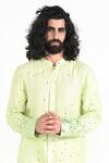 Shop_Kalpana Naik_Lime Bemberg, Silk, Cotton Mirrors Green Embroidered Kurta And Pant Pajama Set _Online_at_Aza_Fashions