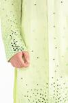 Kalpana Naik_Lime Bemberg, Silk, Cotton Mirrors Green Embroidered Kurta And Pant Pajama Set _at_Aza_Fashions