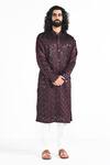 Buy_Kalpana Naik_Purple Linen, Satin, Cotton Plum Kurta With Pant Pyjama _at_Aza_Fashions