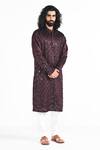 Buy_Kalpana Naik_Purple Linen, Satin, Cotton Plum Kurta With Pant Pyjama _Online_at_Aza_Fashions