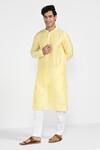 Buy_Kalpana Naik_Yellow Bemberg, Silk, Cotton Embroidery Pastel Kurta And Pant Pajama Set _at_Aza_Fashions
