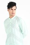 Shop_Kalpana Naik_Mint Chanderi Silk, Cotton Embroidery Mist Green Hand Kurta Set _Online_at_Aza_Fashions