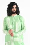 Buy_Kalpana Naik_Green Chanderi Silk, Cotton Embroidery Light Pea Hand Kurta Set _Online_at_Aza_Fashions