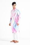 Kalpana Naik_Pink Bemberg, Silk, Cotton And Blue Hand Kurta & Pant Set _Online_at_Aza_Fashions