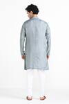 Shop_Kalpana Naik_Slate Bemberg, Silk, Cotton Embroidery Grey Hand Kurta Set _at_Aza_Fashions
