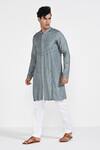 Buy_Kalpana Naik_Slate Bemberg, Silk, Cotton Embroidery Grey Hand Kurta Set _Online_at_Aza_Fashions