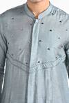 Shop_Kalpana Naik_Slate Bemberg, Silk, Cotton Embroidery Grey Hand Kurta Set _Online_at_Aza_Fashions