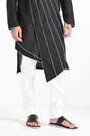 Shop_Kalpana Naik_Black Linen, Satin, Cotton Embroidery Sufi Cord Kurta And Pant Pajama Set _Online_at_Aza_Fashions