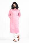 Buy_Kalpana Naik_Pink Linen, Satin, Bemberg, Silk Embroidery Marvelous Hand Kurta Set _at_Aza_Fashions