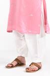 Kalpana Naik_Pink Linen, Satin, Bemberg, Silk Embroidery Marvelous Hand Kurta Set _Online_at_Aza_Fashions