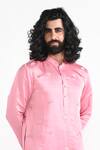 Shop_Kalpana Naik_Pink Linen, Satin, Bemberg, Silk Embroidery Marvelous Hand Kurta Set _Online_at_Aza_Fashions