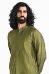 Buy_Kalpana Naik_Olive Green Bemberg, Silk, Cotton Embroidery Hand Kurta And Pant Set _Online_at_Aza_Fashions