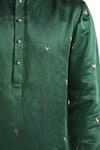 Kalpana Naik_Green Linen, Satin, Cotton Embroidery Sacred Hand Kurta Set _at_Aza_Fashions