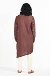 Shop_Kalpana Naik_Brown Bemberg, Silk, Cotton Embroidery Pecan Pleated Hand Kurta Set _at_Aza_Fashions