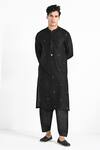 Kalpana Naik_Black Bemberg, Silk Embroidery Poker Hand Kurta And Salwar Set _Online_at_Aza_Fashions