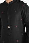 Kalpana Naik_Black Bemberg, Silk Embroidery Poker Hand Kurta And Salwar Set _at_Aza_Fashions