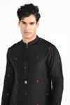 Buy_Kalpana Naik_Black Bemberg, Silk Embroidery Poker Hand Kurta And Salwar Set 