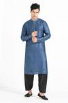 Buy_Kalpana Naik_Blue Bemberg, Silk Embroidery Merlin Hand Kurta Set _Online_at_Aza_Fashions