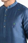 Kalpana Naik_Blue Bemberg, Silk Embroidery Merlin Hand Kurta Set _at_Aza_Fashions
