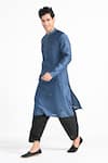 Buy_Kalpana Naik_Blue Bemberg, Silk Embroidery Merlin Hand Kurta Set 