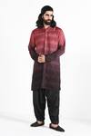 Buy_Kalpana Naik_Pink Bemberg, Silk Embroidery Red Wine Hand Kurta And Salwar Set _at_Aza_Fashions