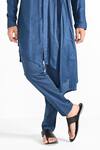 Buy_Kalpana Naik_Blue Bemberg, Silk, Cotton Embroidery Victorian Pleated Kurta And Pant Set _Online_at_Aza_Fashions