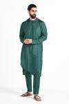 Buy_Kalpana Naik_Green Bemberg, Silk, Cotton Embroidery Bottle Hand Kurta Set _at_Aza_Fashions