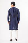 Shop_Kalpana Naik_Blue Bemberg, Silk, Cotton Navy Hand Asymmetric Kurta Set _at_Aza_Fashions