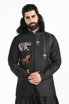 Buy_Kalpana Naik_Black Bemberg, Silk, Cotton Rajasthani Trotting Nehru Jacket And Kurta Set _Online_at_Aza_Fashions