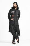 Kalpana Naik_Black Bemberg, Silk, Cotton Rajasthani Trotting Nehru Jacket And Kurta Set _at_Aza_Fashions