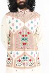 Kalpana Naik_Ivory Bemberg, Silk, Cotton Embroidery Shalimar Floral Nehru Jacket And Kurta Set _at_Aza_Fashions