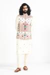 Buy_Kalpana Naik_Ivory Bemberg, Silk, Cotton Embroidery Shalimar Floral Nehru Jacket And Kurta Set 