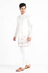 Shop_Kalpana Naik_Ivory Linen, Satin, Cotton Embroidery Phulkari Nehru Jacket Set _at_Aza_Fashions