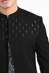 Kalpana Naik_Black Rayon Embroidery Achkan And Trouser Set _at_Aza_Fashions