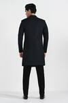 Shop_Kalpana Naik_Black Terrycloth, Rayon Dark Sapphire Geometric Panel Sherwani With Pant _at_Aza_Fashions