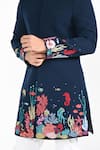 Shop_Kalpana Naik_Teal Rayon Embroidery Submerged Under Sea Achkan Set _Online_at_Aza_Fashions