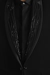 Kalpana Naik_Black Crepe Embroidery Double Lapel Tuxedo Set _at_Aza_Fashions