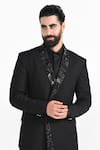 Shop_Kalpana Naik_Black Crepe Beads Asymmetrical Panel Embroidered Tuxedo Set _Online_at_Aza_Fashions